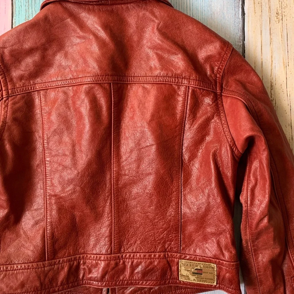 Tommy Hilfiger Girls' Red Jean-Style Leather Jacket